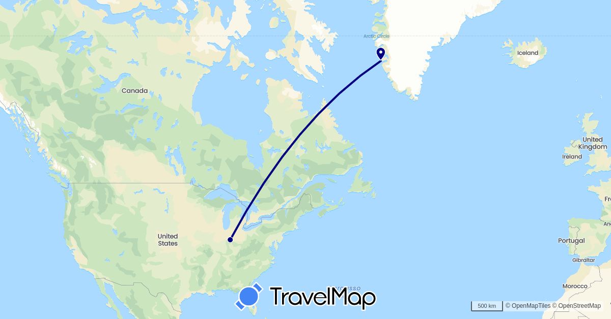 TravelMap itinerary: driving in Greenland, United States (North America)